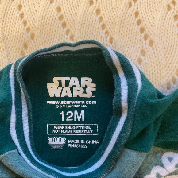 Star Wars Graphic Long Sleeve Baseball T Shirt Green Baby Yoda Toddler 12 Months - Picture 4 of 4